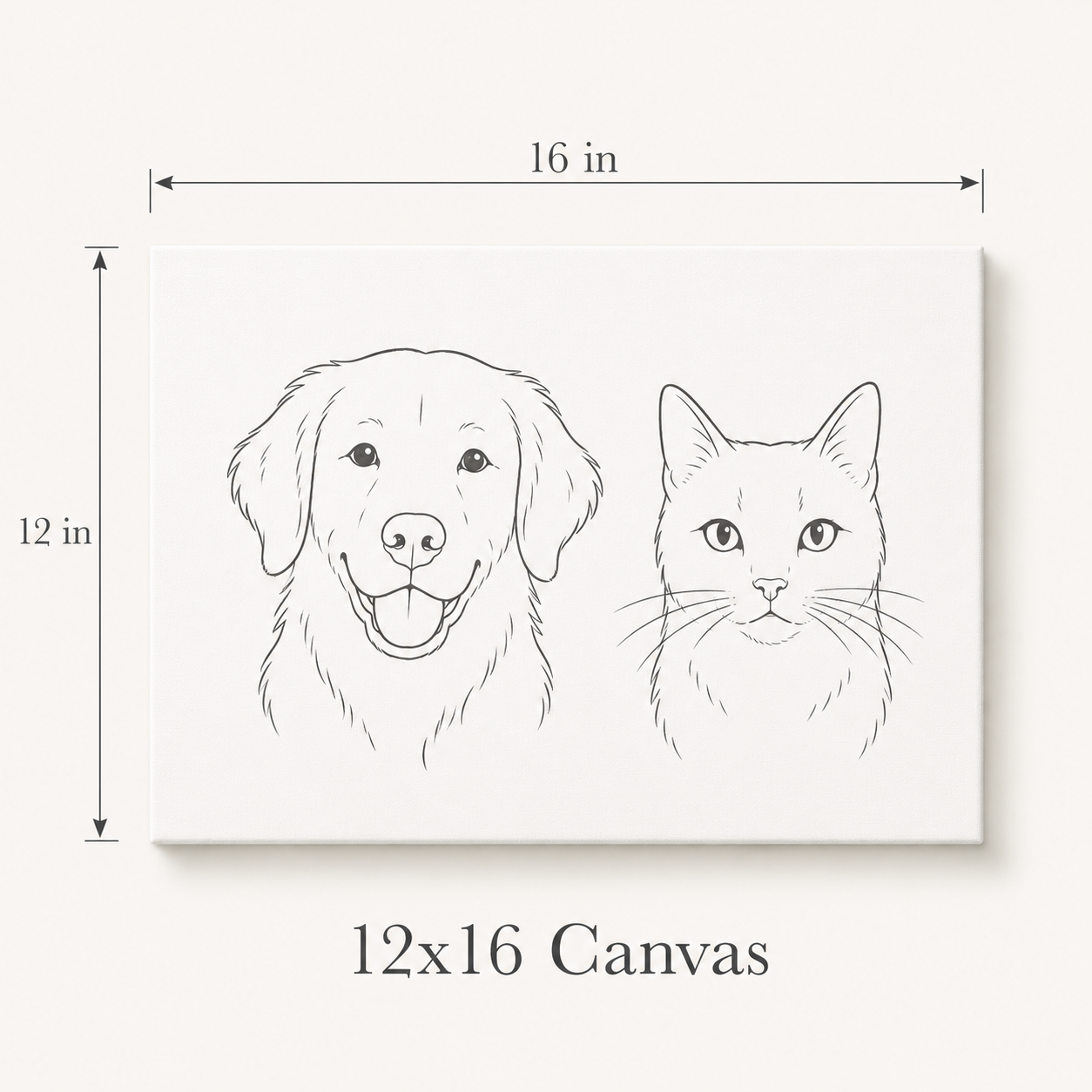 Custom Cat Pet Portrait on Canvas - Multiple Sizes