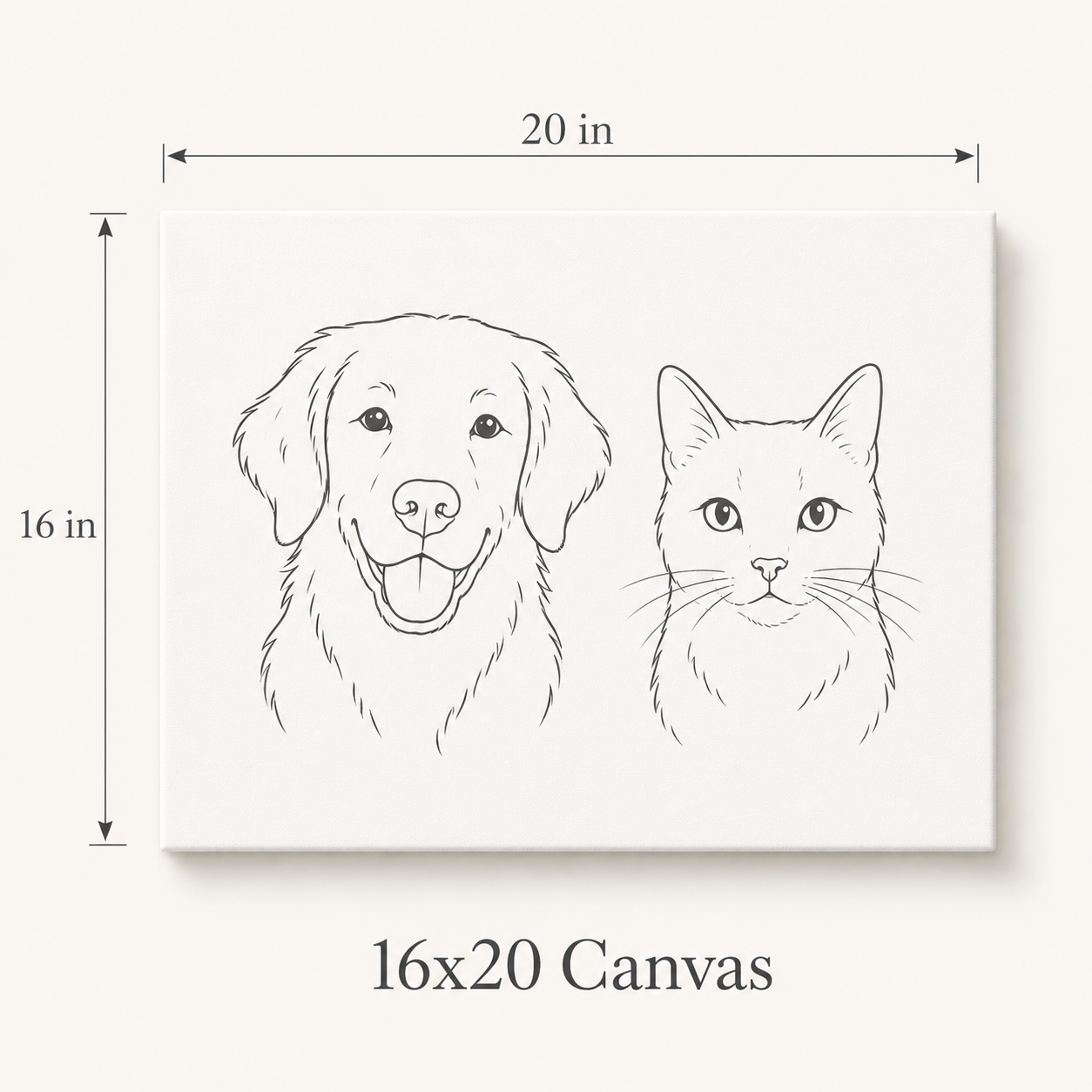 Custom Cat Pet Portrait on Canvas - Multiple Sizes
