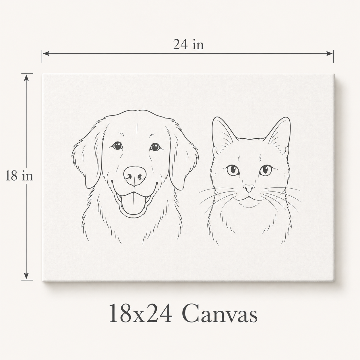 Custom Cat Pet Portrait on Canvas - Multiple Sizes