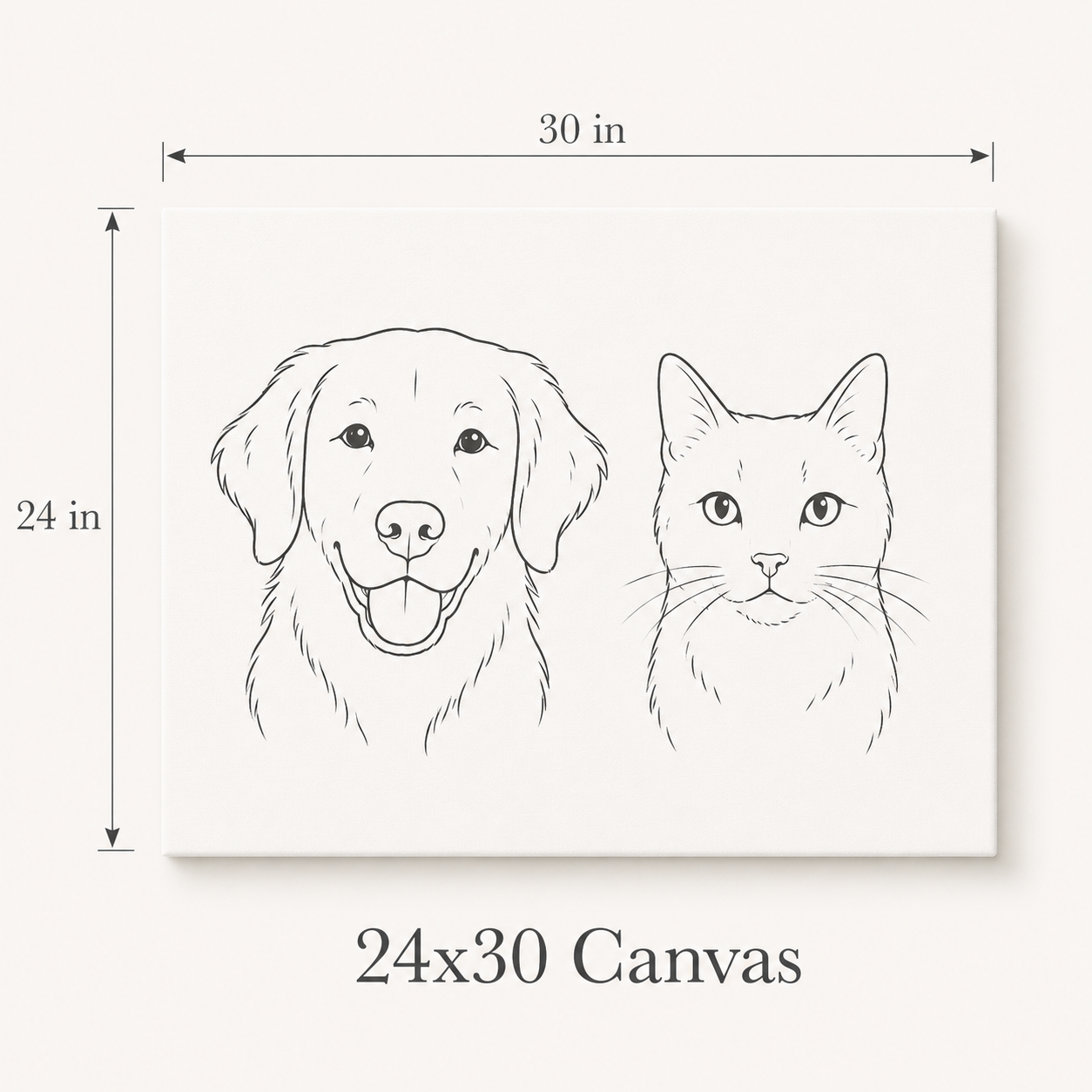 Custom Cat Pet Portrait on Canvas - Multiple Sizes