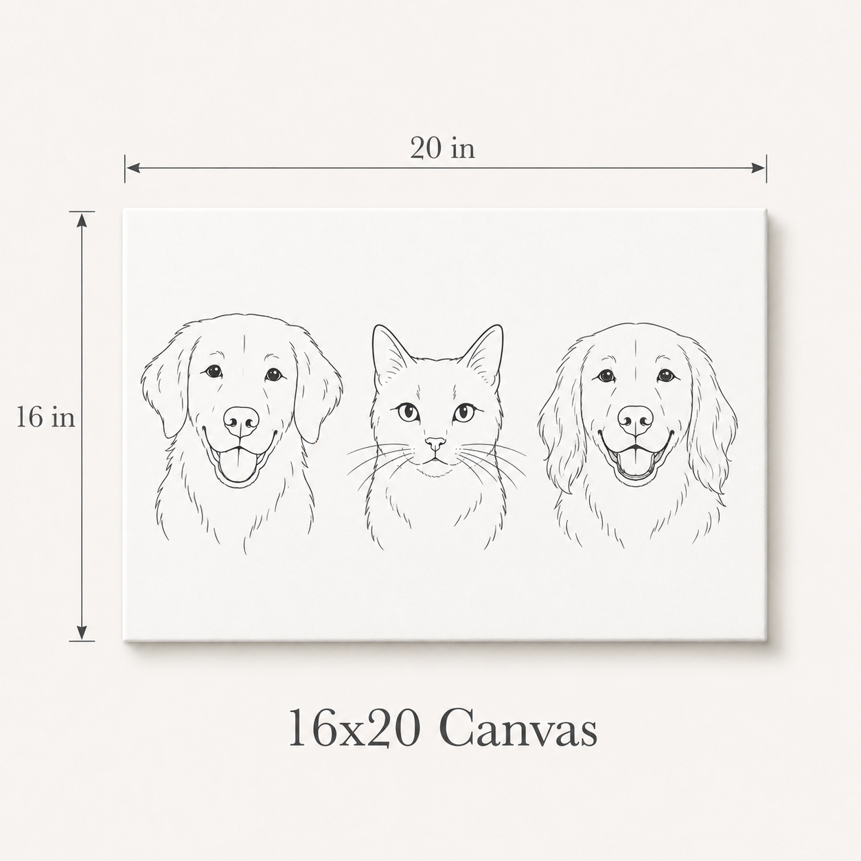 Custom Cat Pet Portrait on Canvas - Multiple Sizes