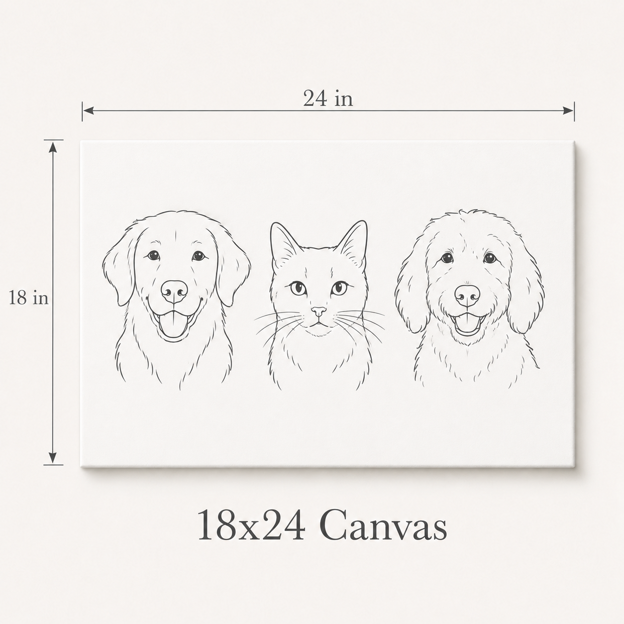 Custom Cat Pet Portrait on Canvas - Multiple Sizes