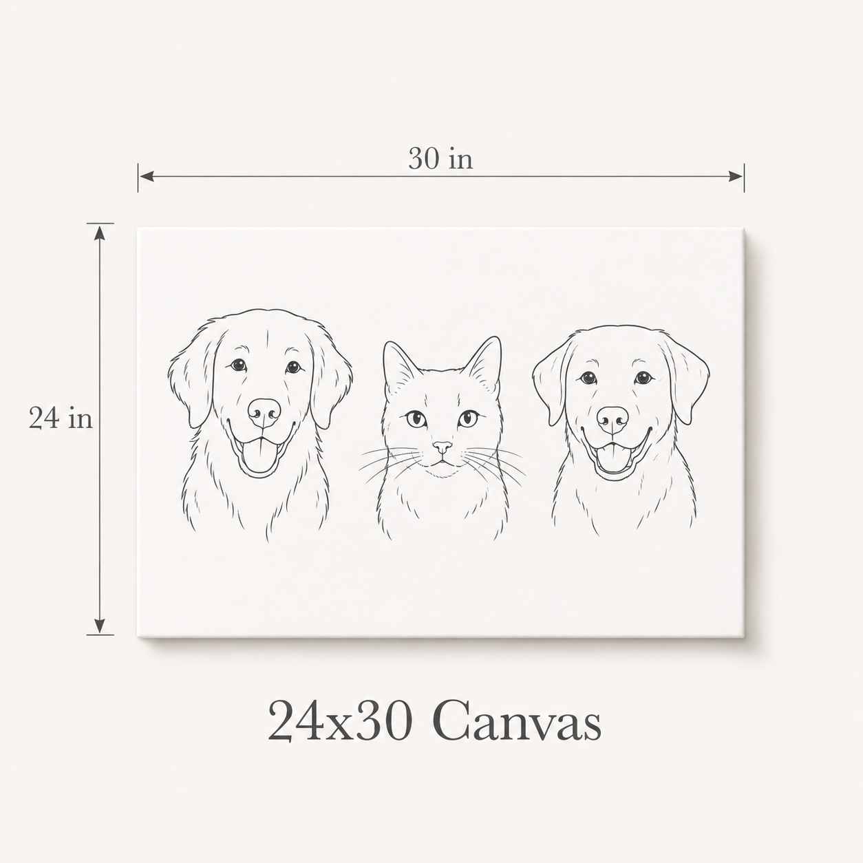 Custom Cat Pet Portrait on Canvas - Multiple Sizes
