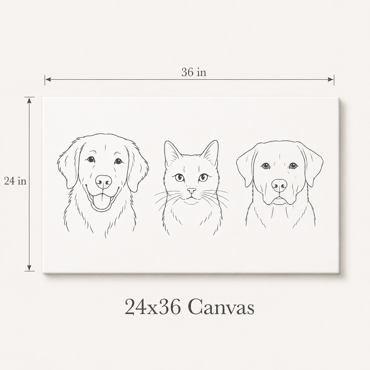 Custom Cat Pet Portrait on Canvas - Multiple Sizes